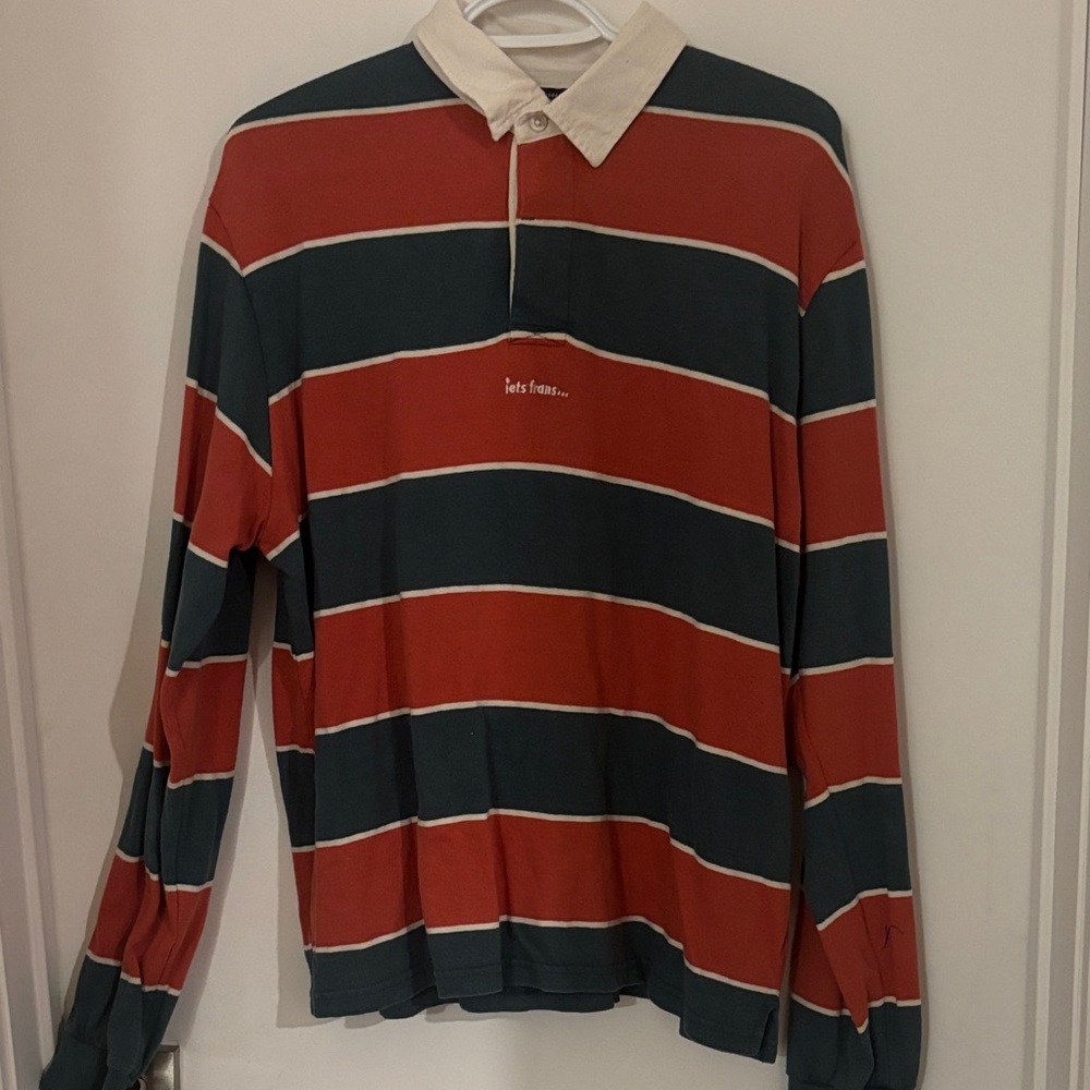 Urban Outfitters Red and Green Striped Polo Shirt